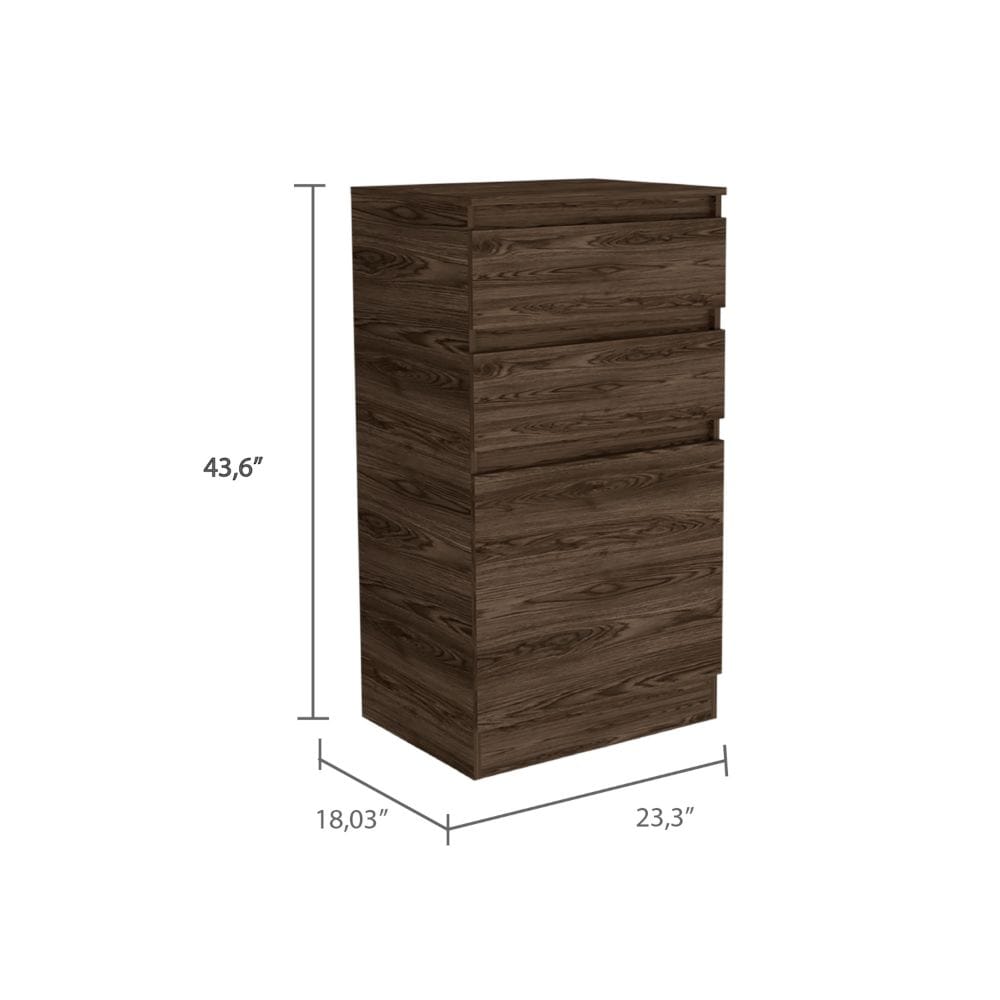 Brown Particle Board Dresser with Mirror and Storage, 43.60"H for Bedroom