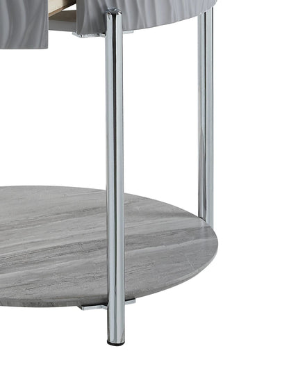 Gray End Table with Storage Drawer - 16x47 Inches for Living Room