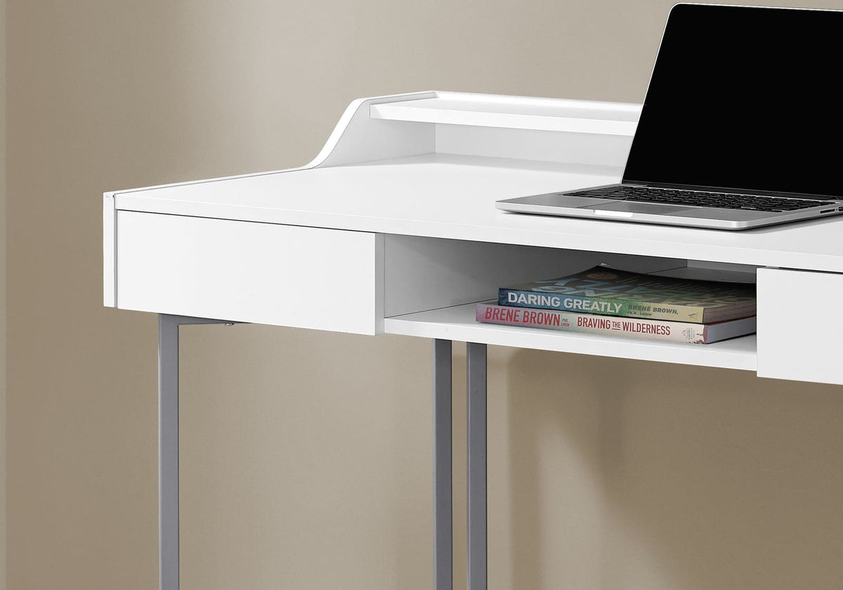 White Computer Desk with Storage Drawers - 48" L, Modern Office Desk