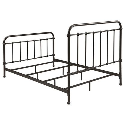 Dark Brown Metal Full Bed Frame - Farmhouse Style