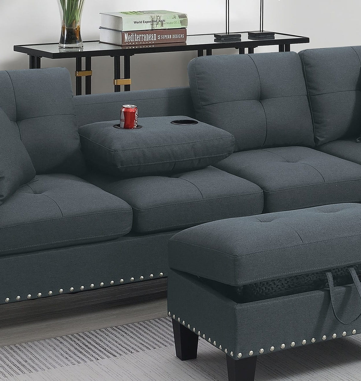 Charcoal L-Shaped Sectional Sofa for Modern Living Rooms