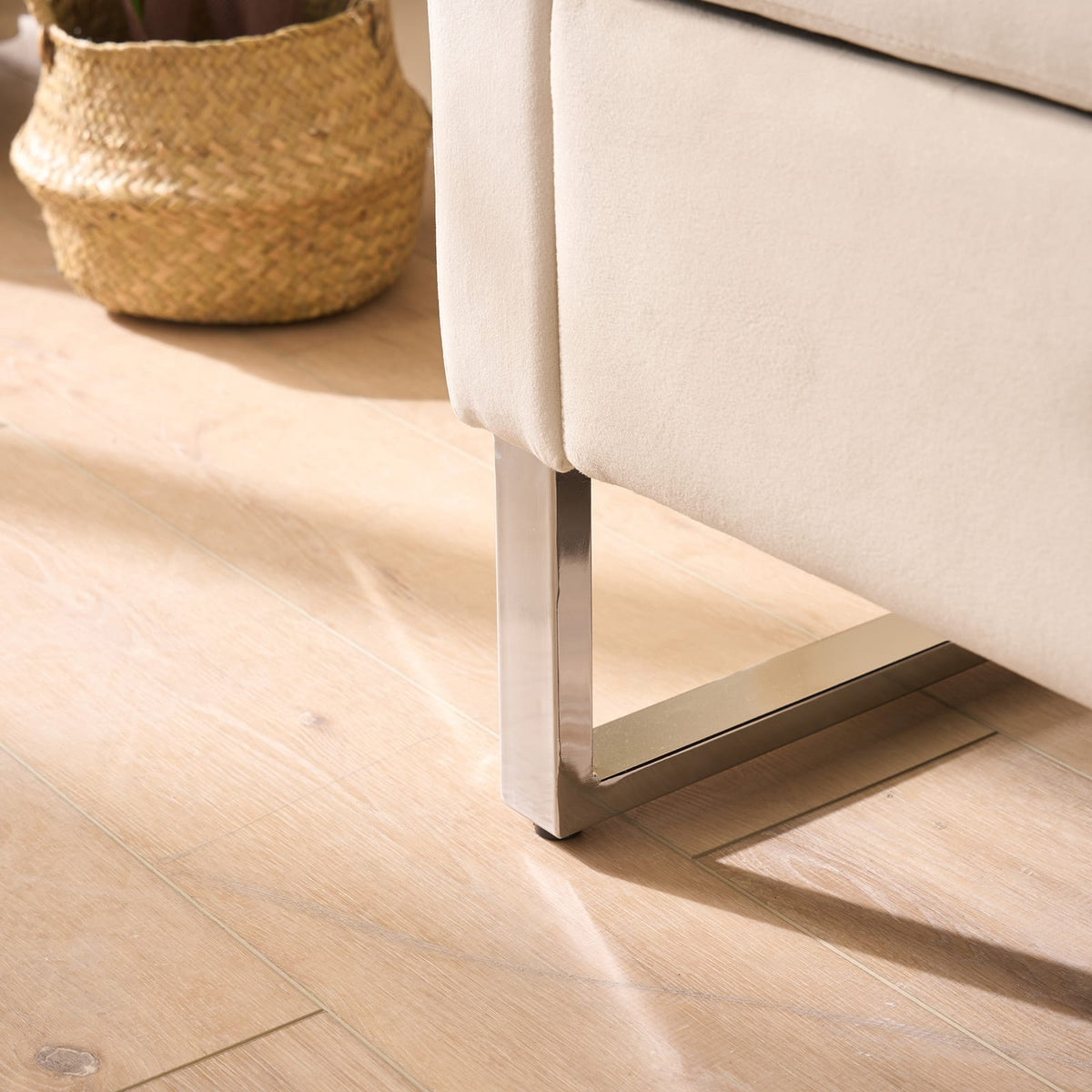 Beige Velvet Storage Bench - Bedroom Footstool