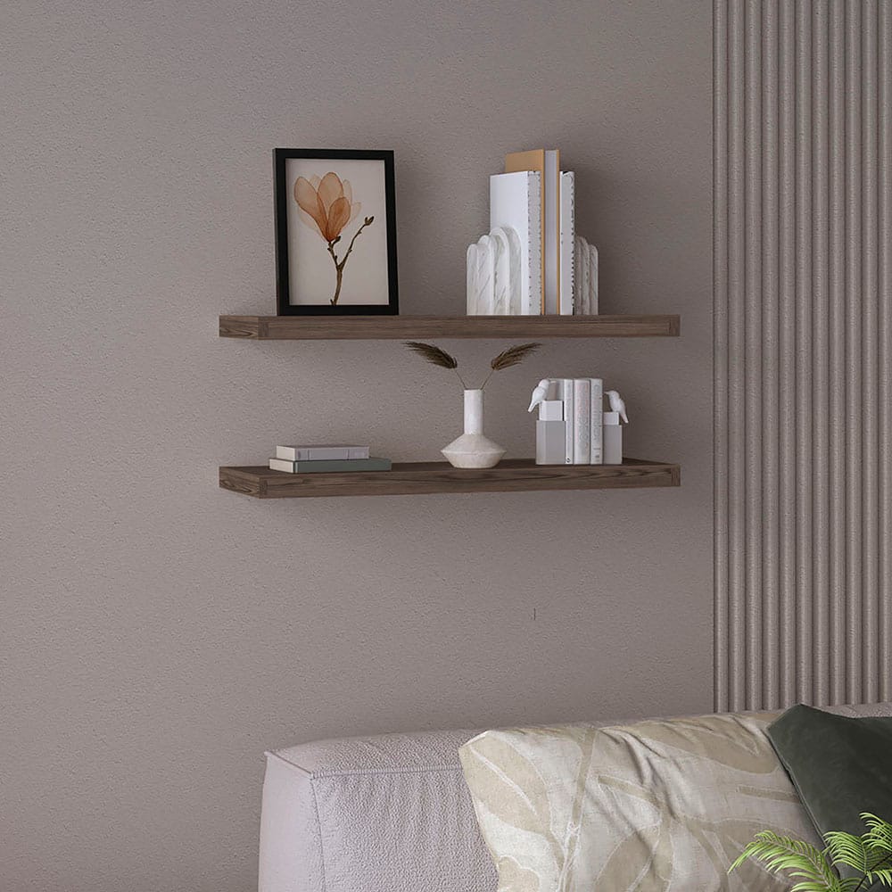 Brown Floating Shelves Set of 2 - 31.5" Wide