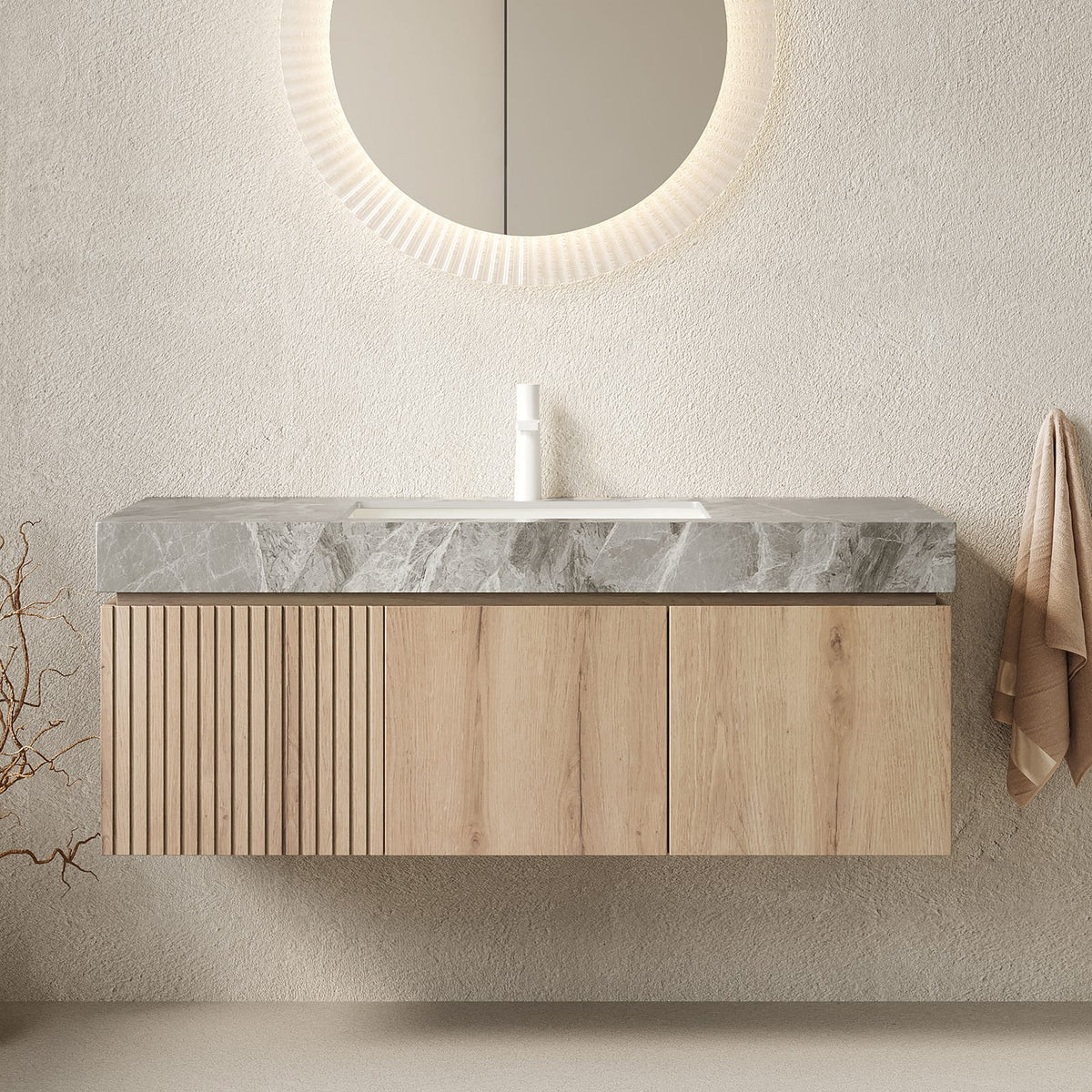 Light Gray Bathroom Vanity with Sink & Storage