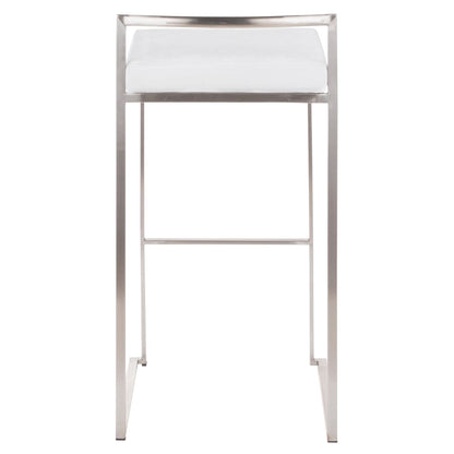 White Velvet Stackable Barstools - Set of 2