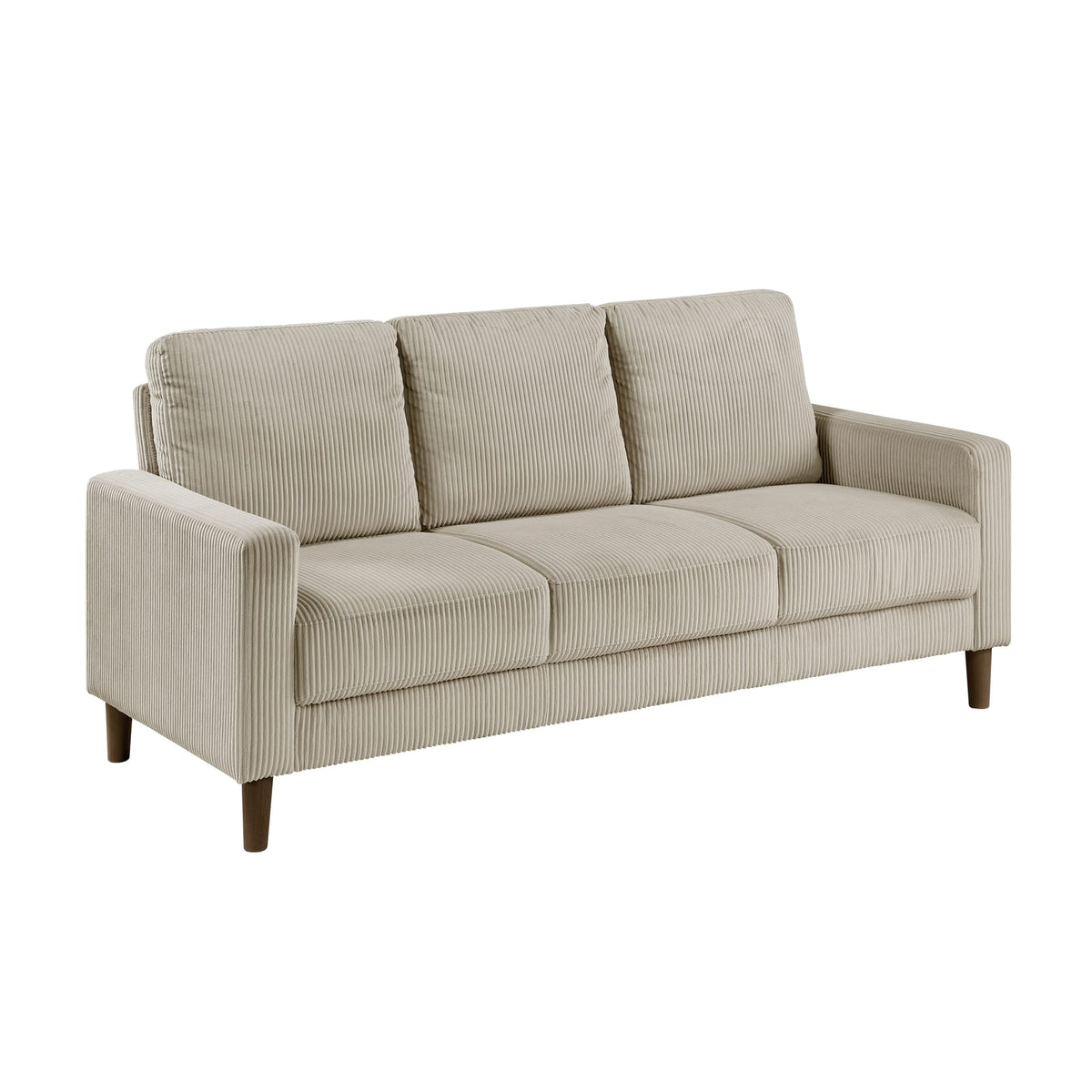 Taupe Corduroy Sofa with Solid Wood Frame for Modern Living Rooms
