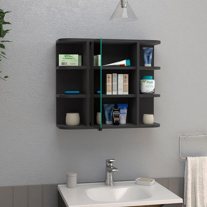 Black Particle Board Bathroom Storage Cabinet for Vanity Organization