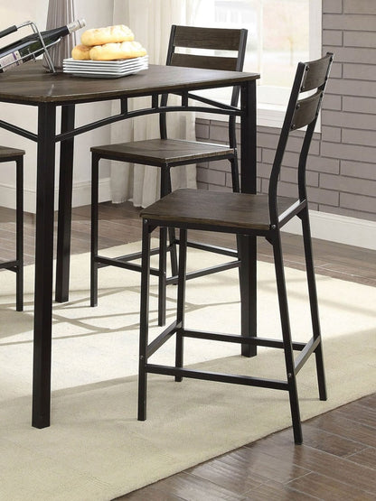 Antique Brown Metal Dining Table Set - Seats 4
