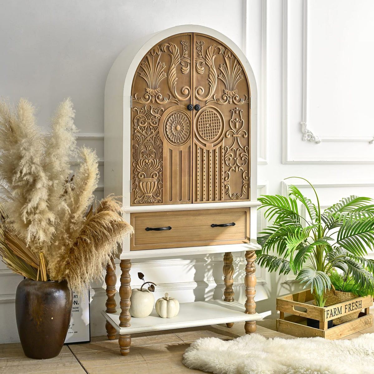 Rustic Fir Wood Cabinet - 31.5" Freestanding Storage