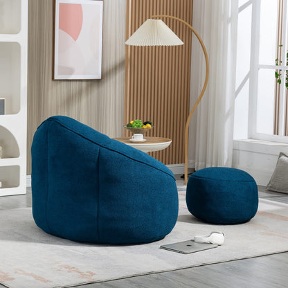 Blue Microfiber Bean Bag Chair - Soft Foam Comfort for Living Room