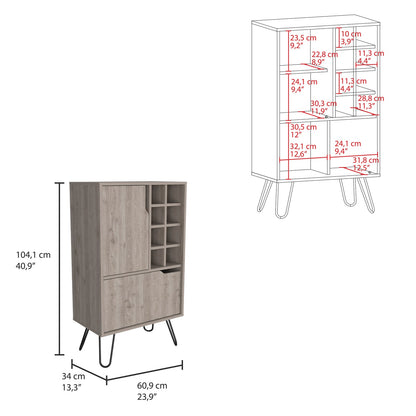 Light Gray Bar Cabinet with Wine Racks - 23.9" W for Living Room