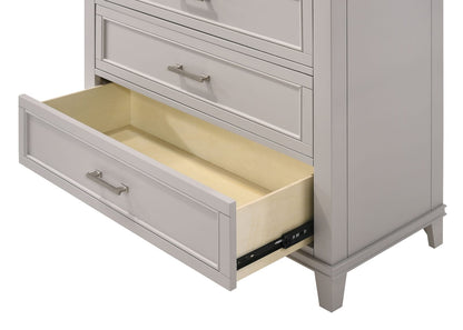Gray Solid Wood Chest with 5 Drawers for Bedroom Storage