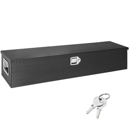 Black Aluminum Truck Toolbox with Lock for Vehicle Storage
