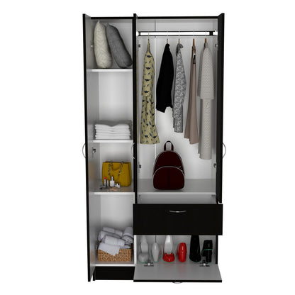 Armoire Cobra - White & Black Bedroom Armoire