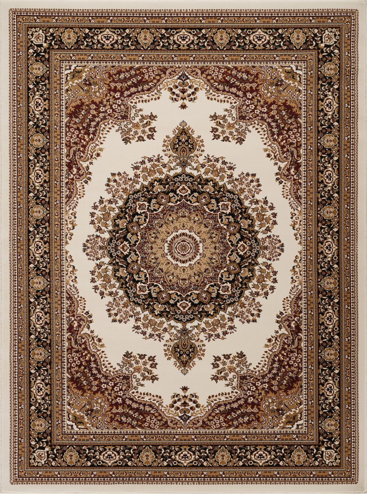 Ivory Multi Medallion Traditional Area Rug - 36" x 24"
