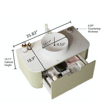Light Green Bathroom Vanity with Sink - Modern Wall Mounted Storage