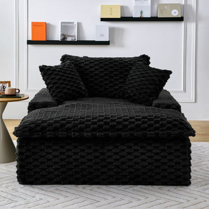 51 Inch Polyester Blend Sofa - Black Seat for Living Room