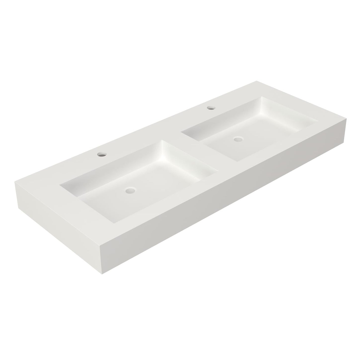 White Solid Surface Bathroom Vanity - 47.2" Basin