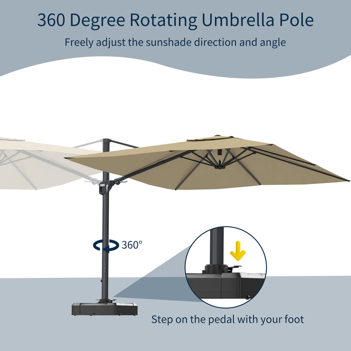 Beige Square Patio Umbrella for Garden and Poolside Shade