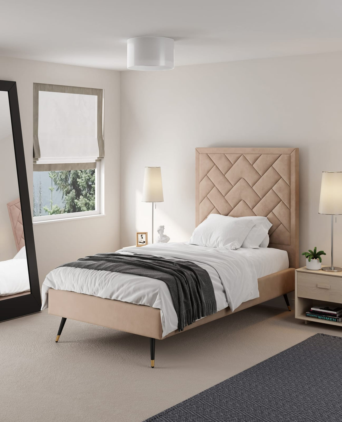 Natural Eucalyptus Twin Bedframe with Headboard