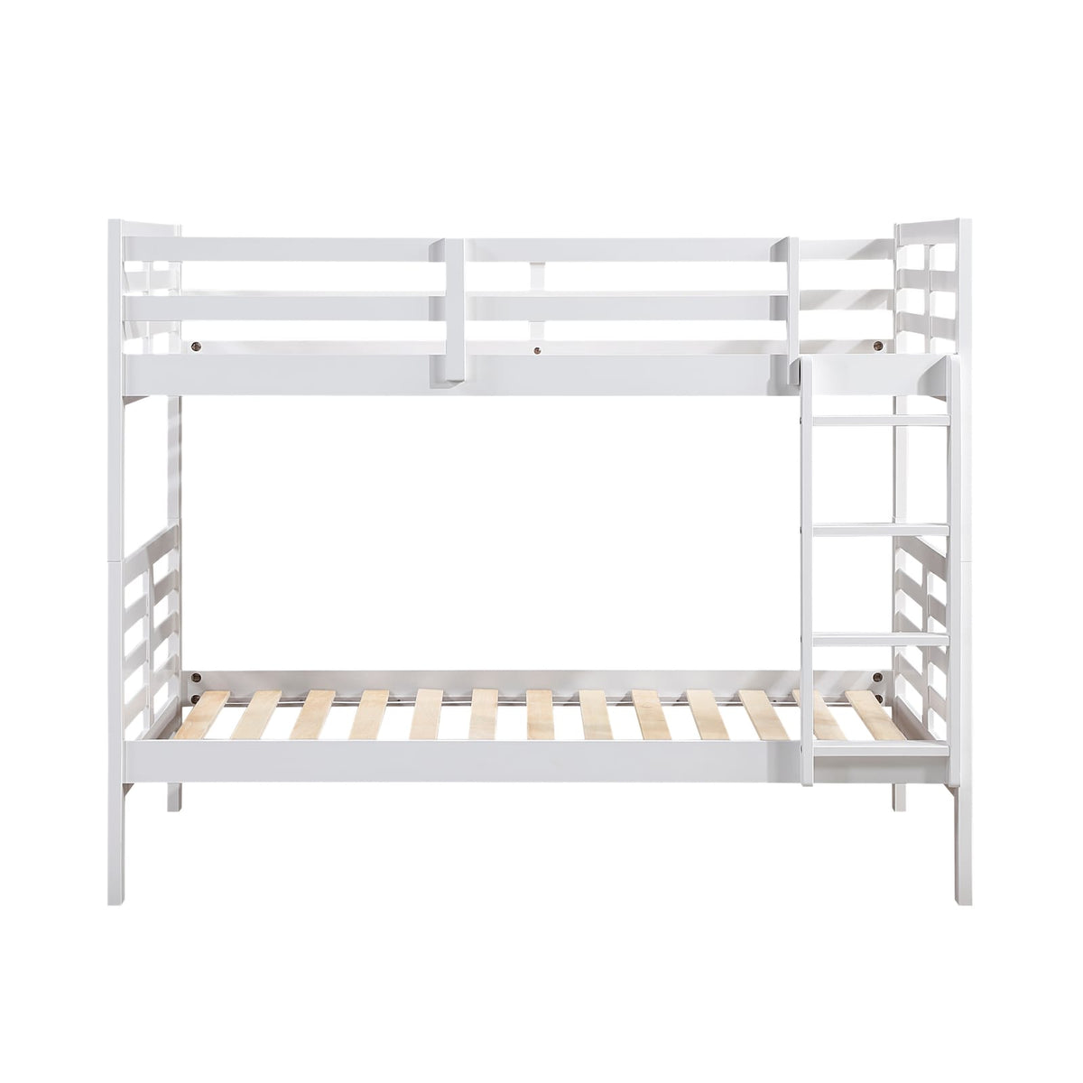 Twin Over Twin Bunk Bed - White Wood Frame
