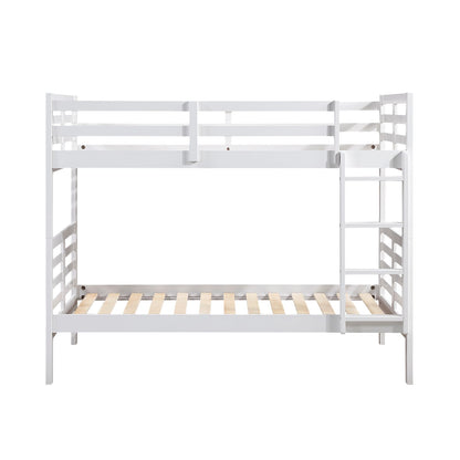 Twin Over Twin Bunk Bed - White Wood Frame