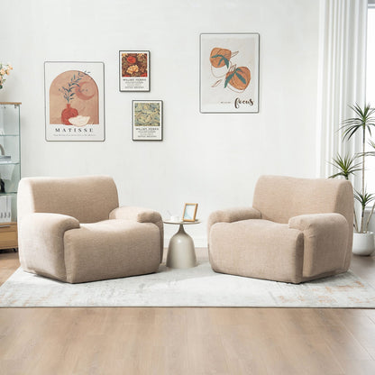 Taupe Chenille Accent Chair - 42" Wide Sofa, Bedroom Lounger for Living Room
