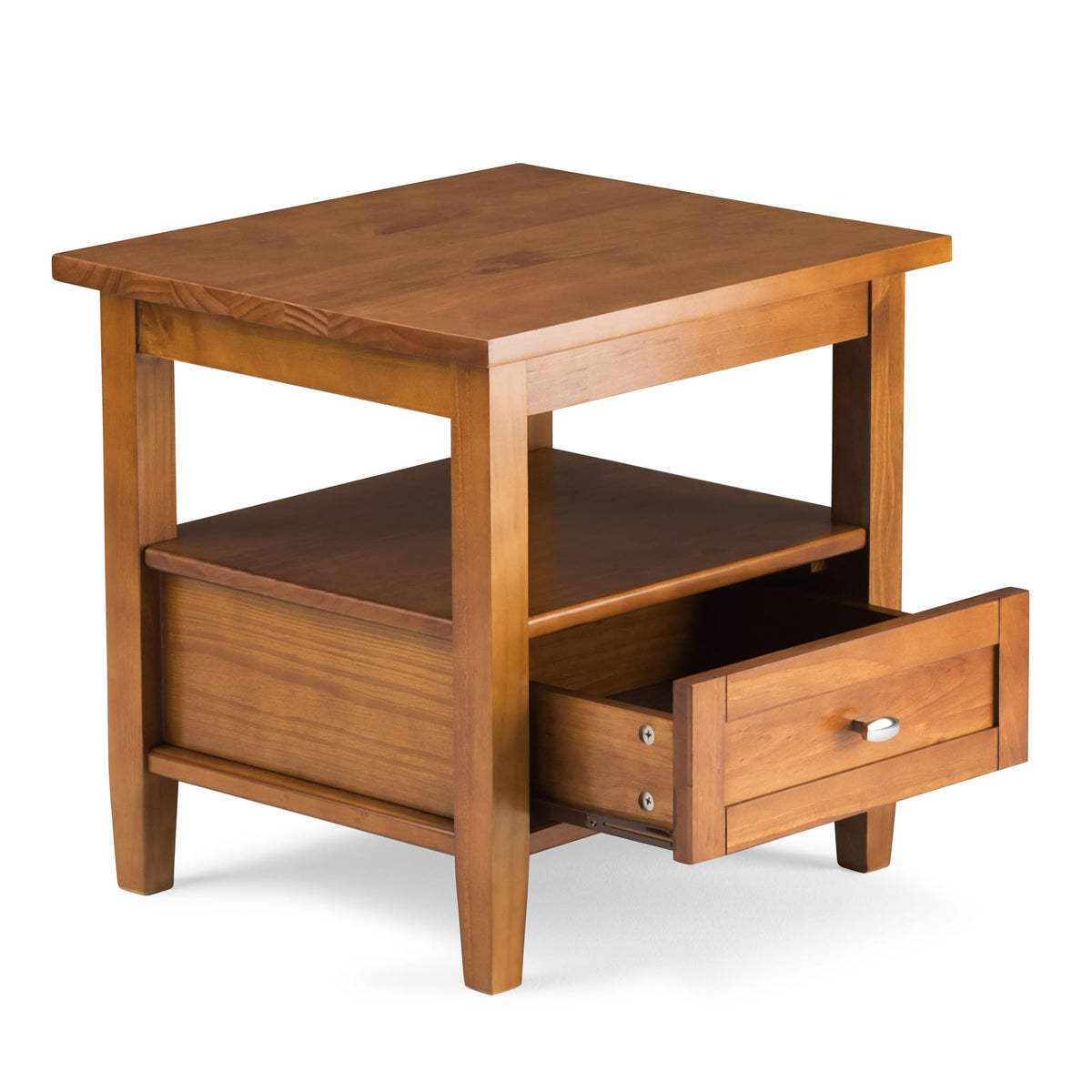 Light Brown Wood End Table - 20" Wide Storage for Living Room
