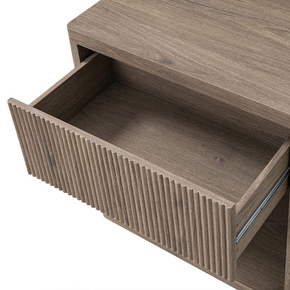Ash Brown Nightstand with Drawer Storage - Large Modern Side Table