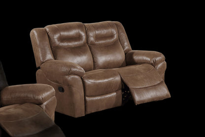 Modern Brown Power Reclining Loveseat - Pillow Arms & USB Port