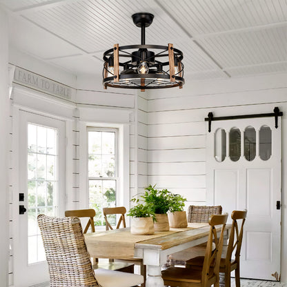 Matte Black Ceiling Fan with Remote - Modern Iron Design