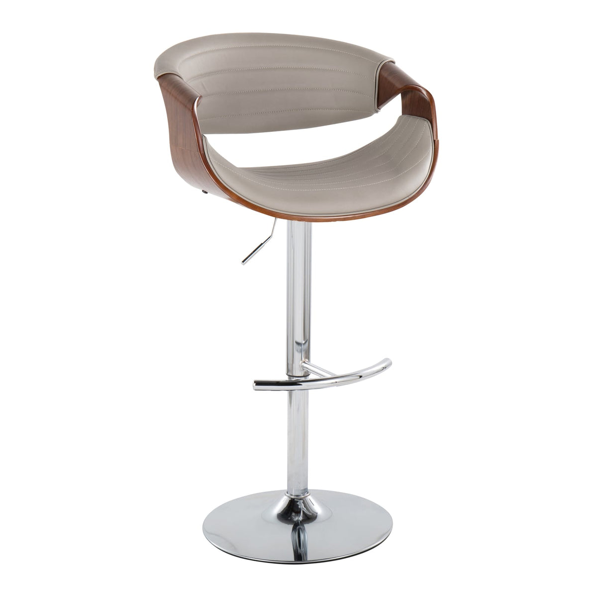 Mid-Century Barstools - Grey Faux Leather Set of 2