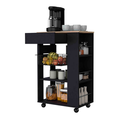 Multicolor Kitchen Cart with Shelves & Drawer - 14.5''W x 22.4''D x 35.4''H