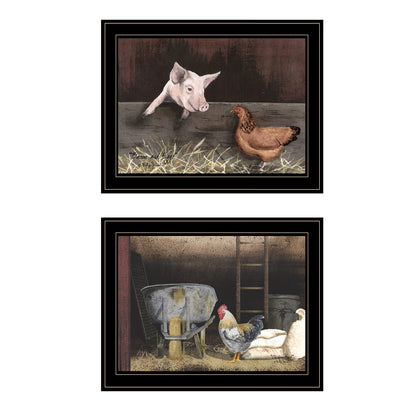 Black Frame Bacon Eggs Vignette Art Print - 2 Piece Set
