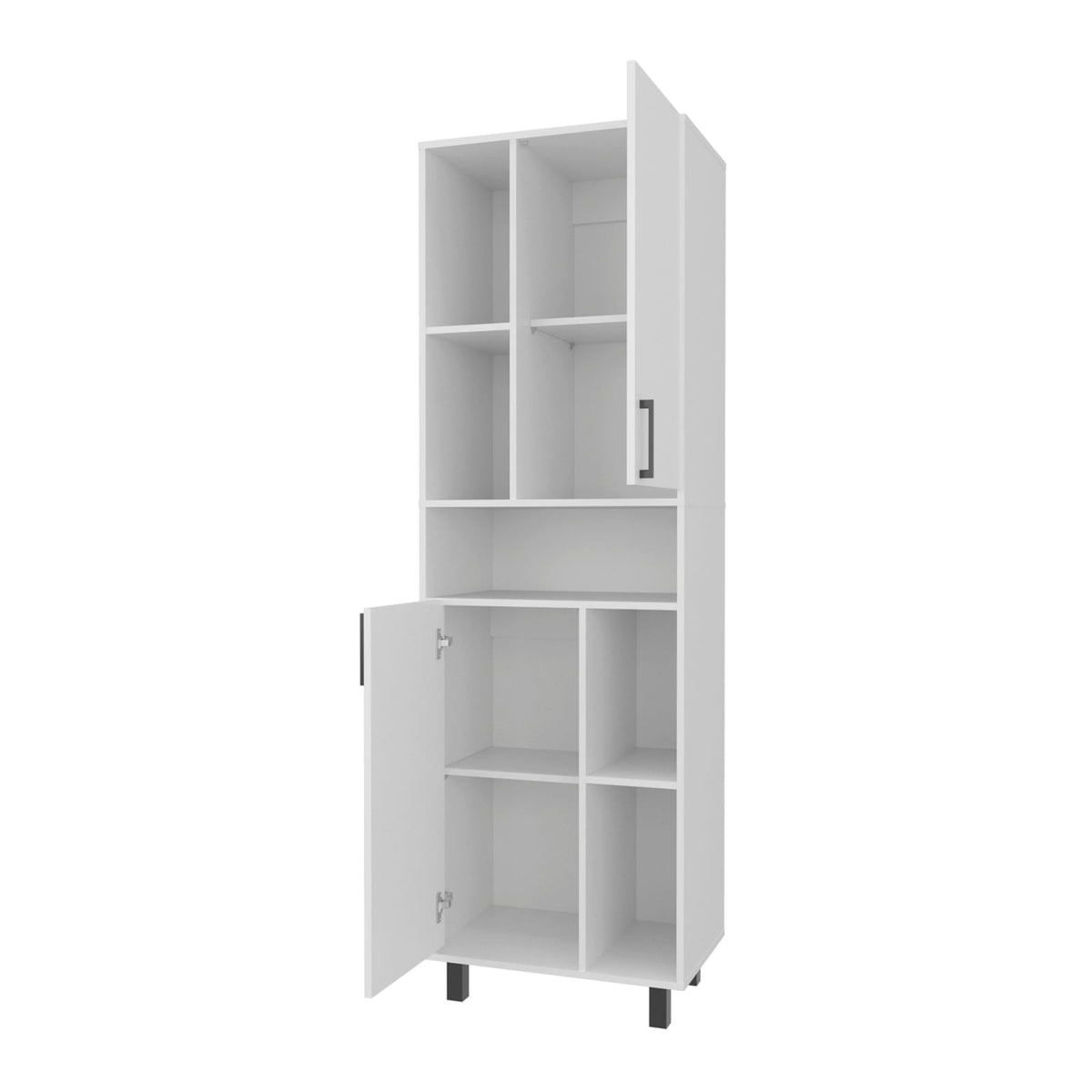 White Kitchen Sideboard with Open Storage and 2 Doors