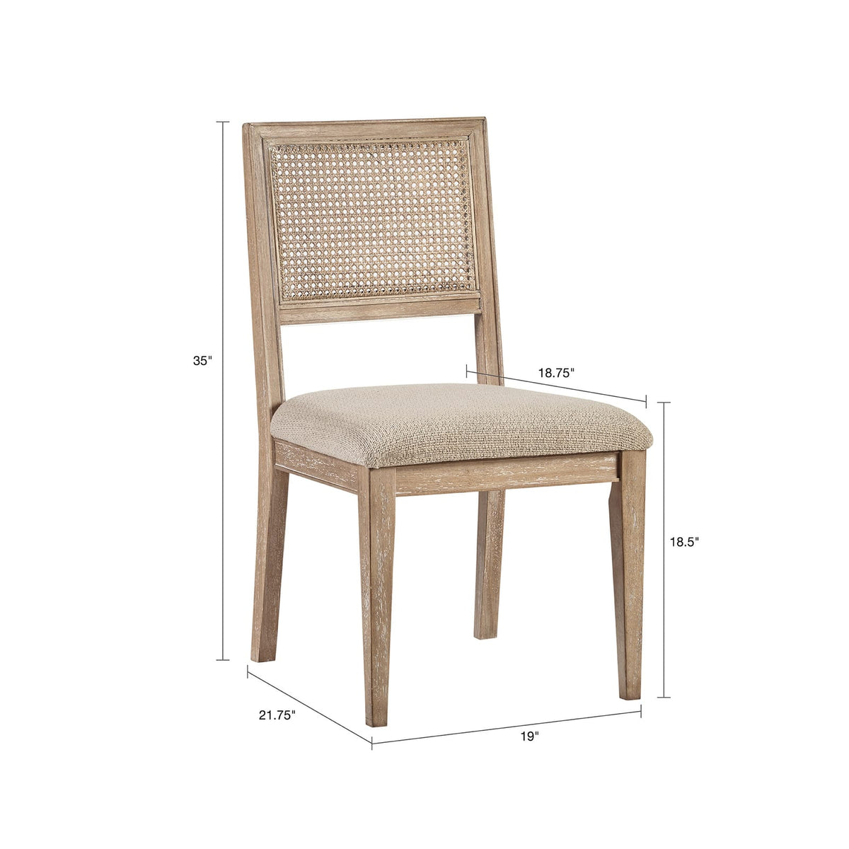 Light Brown Dining Chair Set with Cane Back for Kitchen Seating