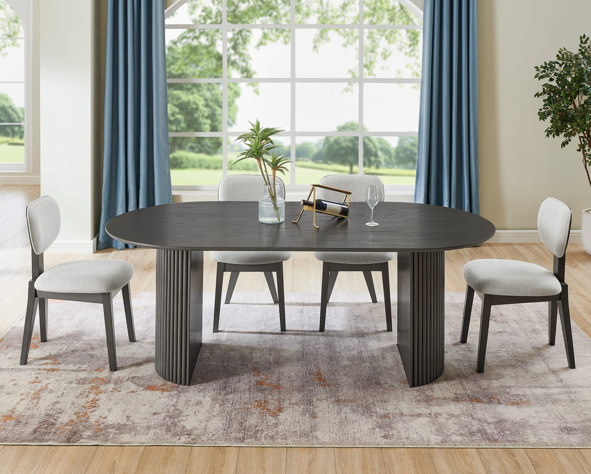 Gray Oak Dining Table Set Seats 6 for Kitchen Dining Rooms