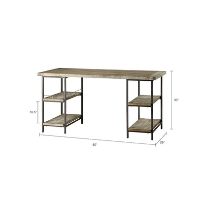 Grey Wood Desk - 60" W Work From Home Storage