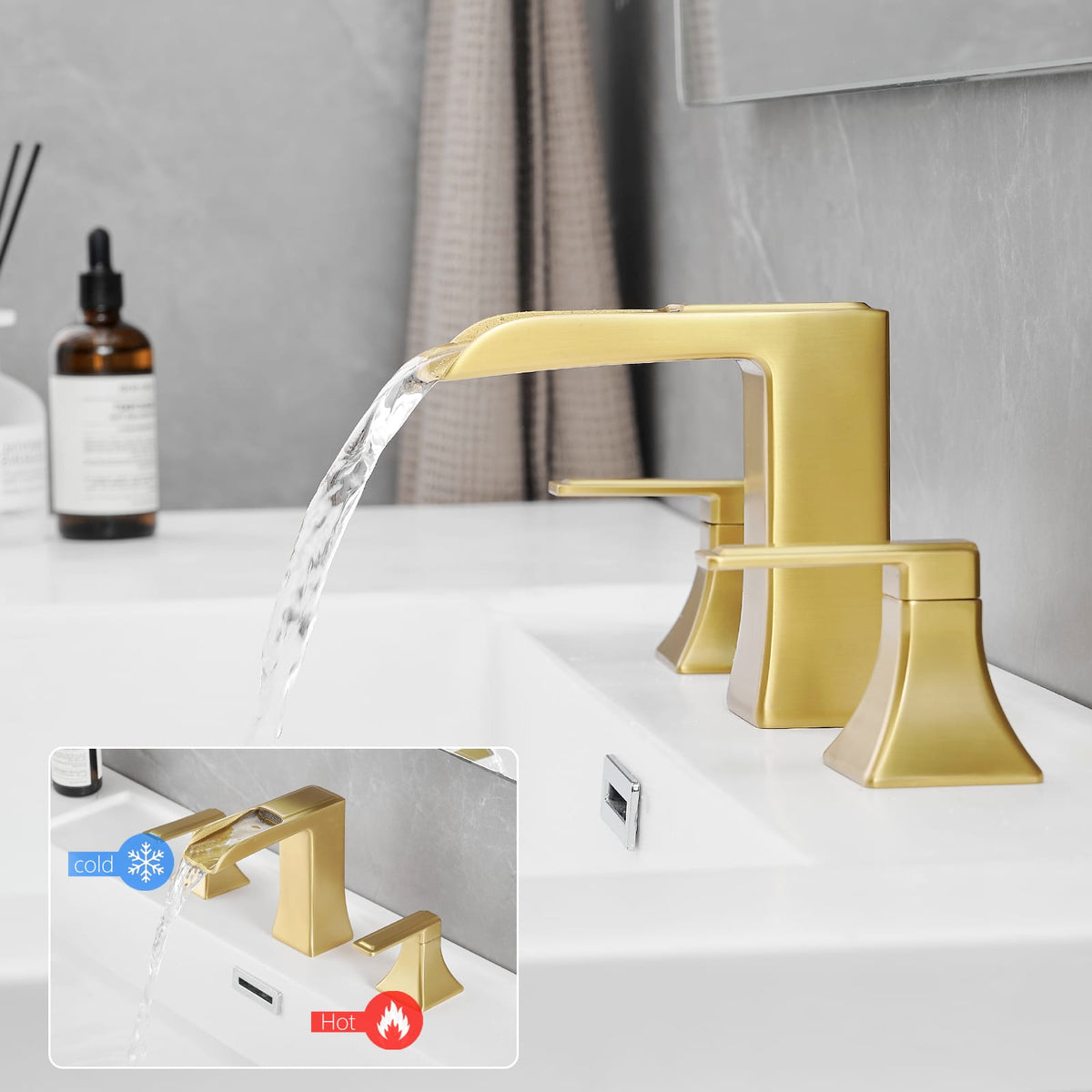 Brushed Gold 2-Handle Bathroom Sink Faucet
