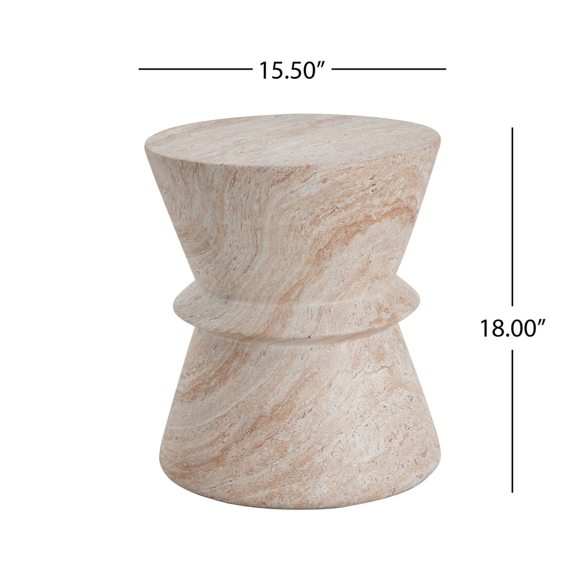 Beige Concrete Side Table - Outdoor Patio Table