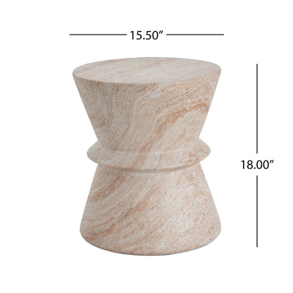Beige Concrete Side Table - Outdoor Patio Table
