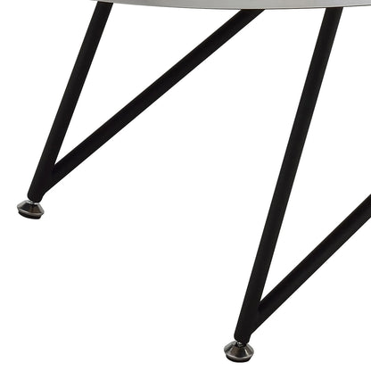 Weathered Grey Oak & Black Oval Coffee Table - Industrial Style