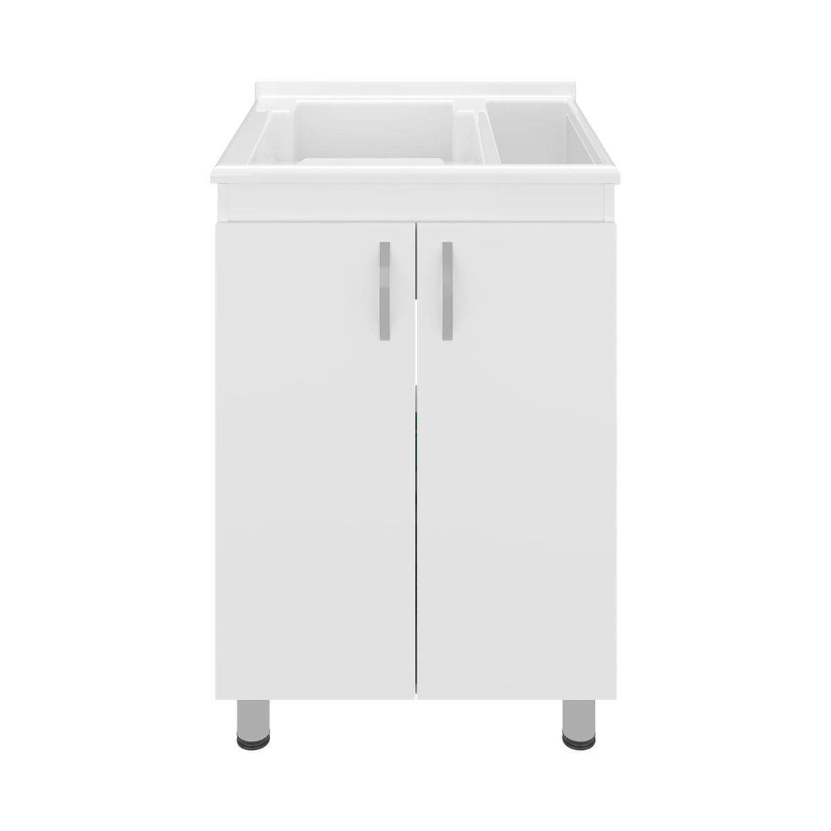 White Utility Tub Cabinet - 34.6" Freestanding Sink Storage