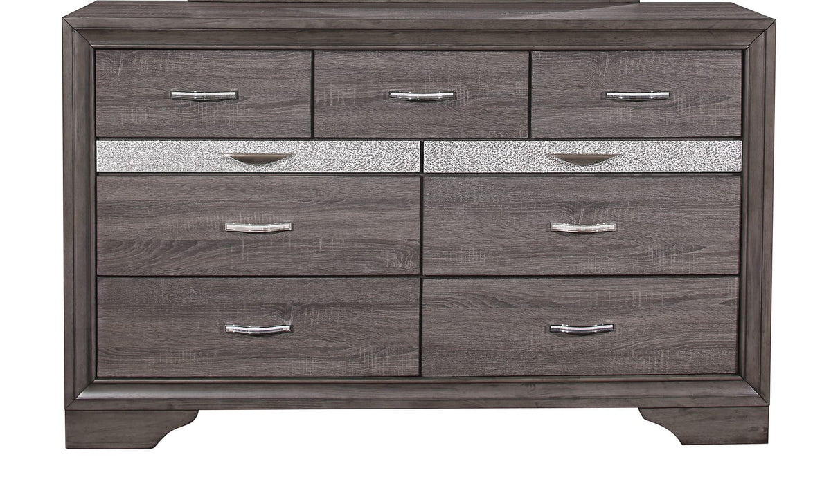 RYDER Sparkle Grey Dresser - 9 Drawer Storage