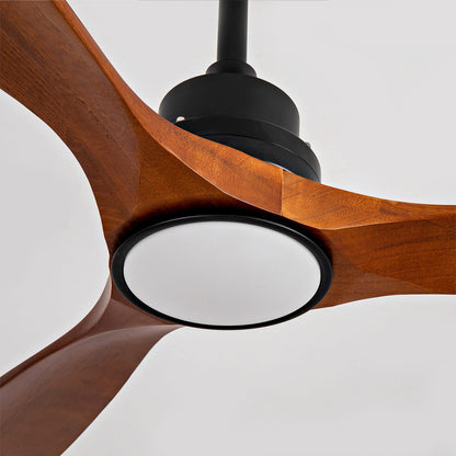 52 Inch Solid Wood Ceiling Fan with Lights Black