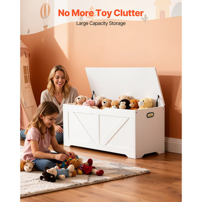 White Kids Storage Bench - Large Toy Box Chest