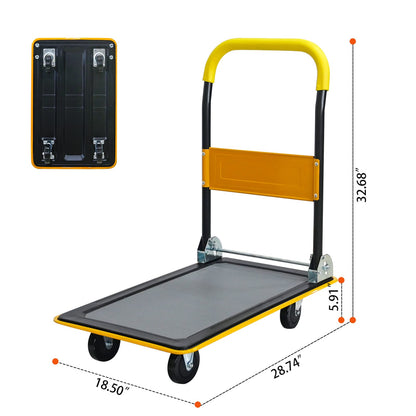 Yellow Steel Folding Hand Truck - 330lb Capacity