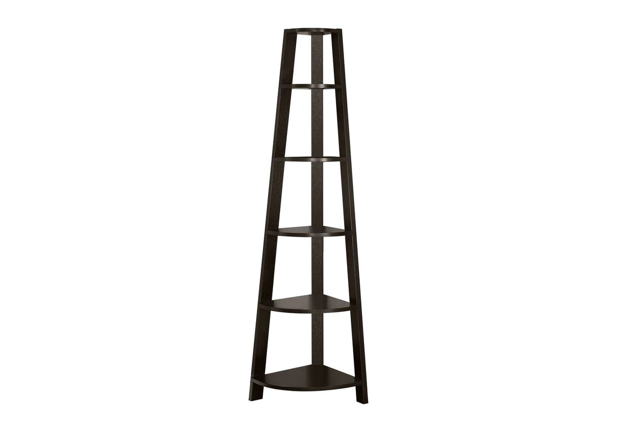 Espresso Corner Bookshelf - 71" Tall Display Unit