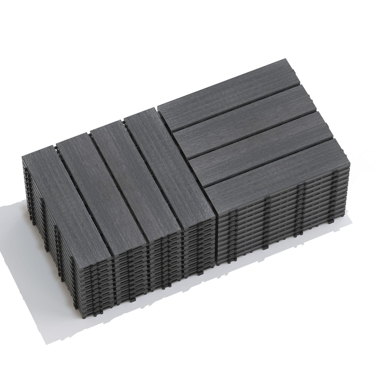 Dark Gray WPC Deck Tiles - 22 Pack for Outdoor Patio & Indoor Use