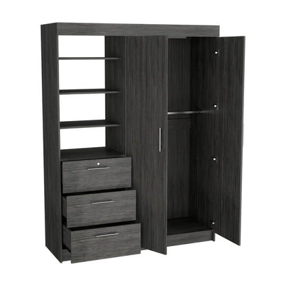 Gray Armoire Rumanu - 2-Door Storage Wardrobe